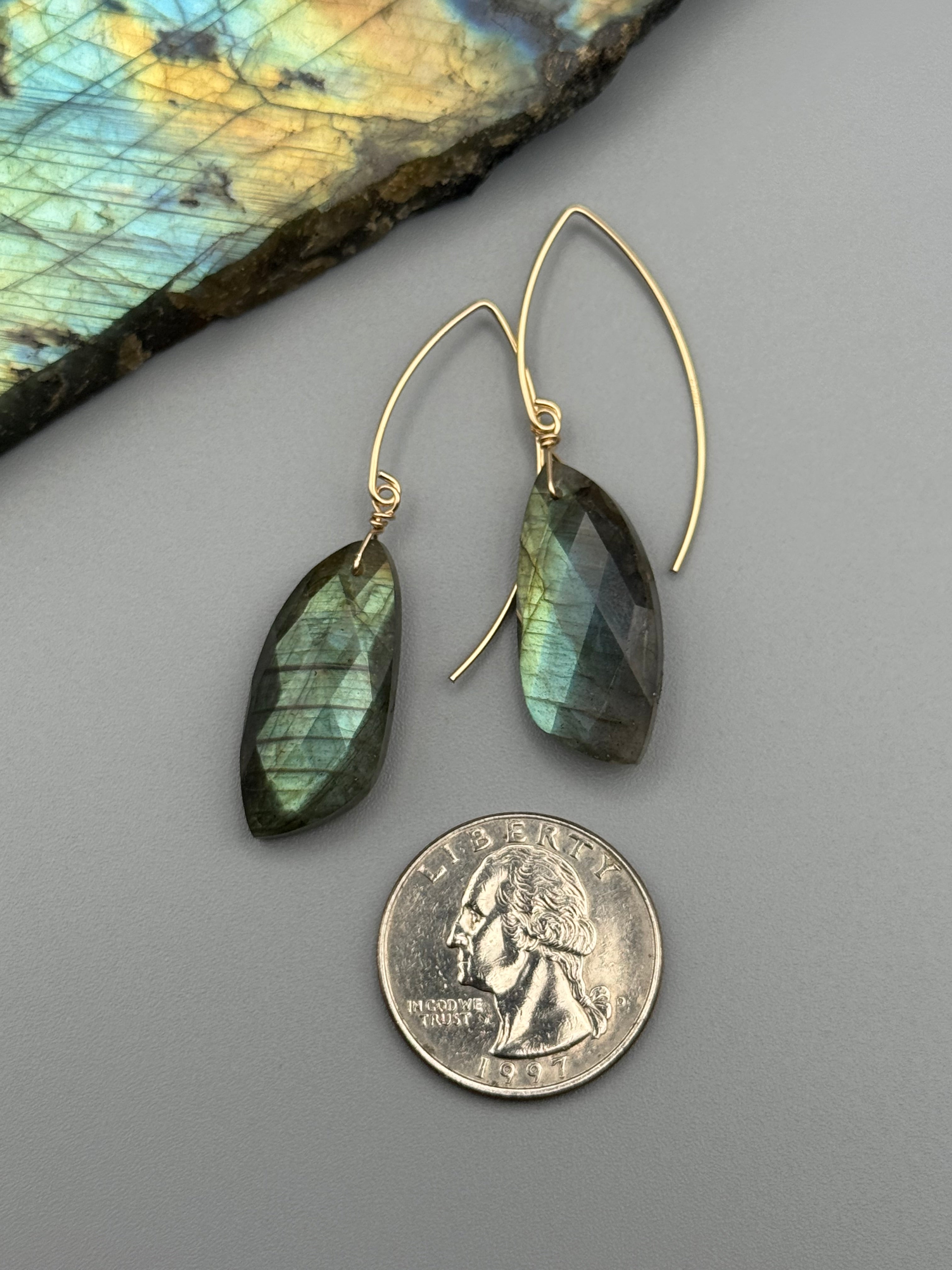 •STRAY• labradorite wing + gold earrings