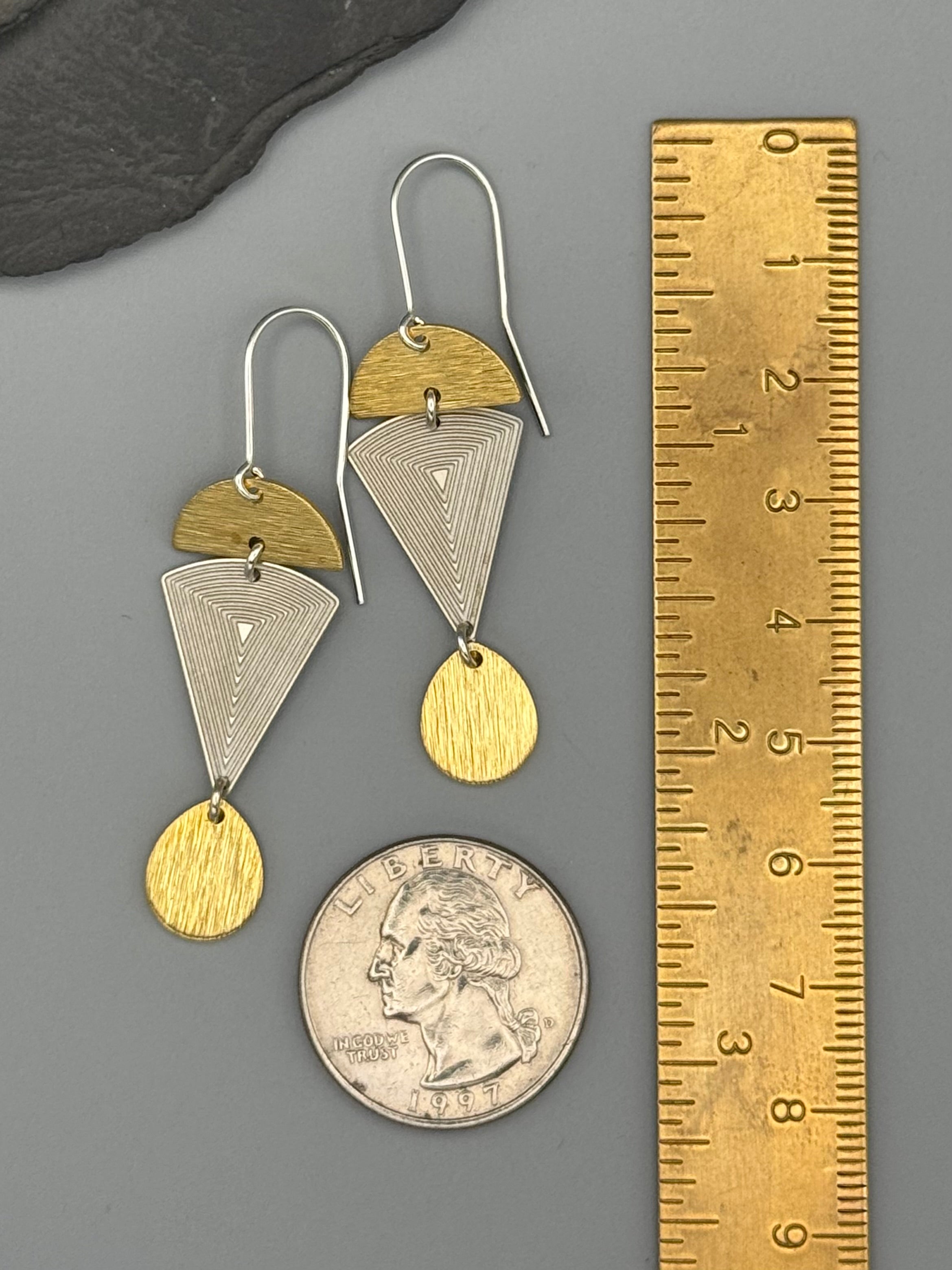 •SHAPE SHIFTER• mixed metal dangle earrings