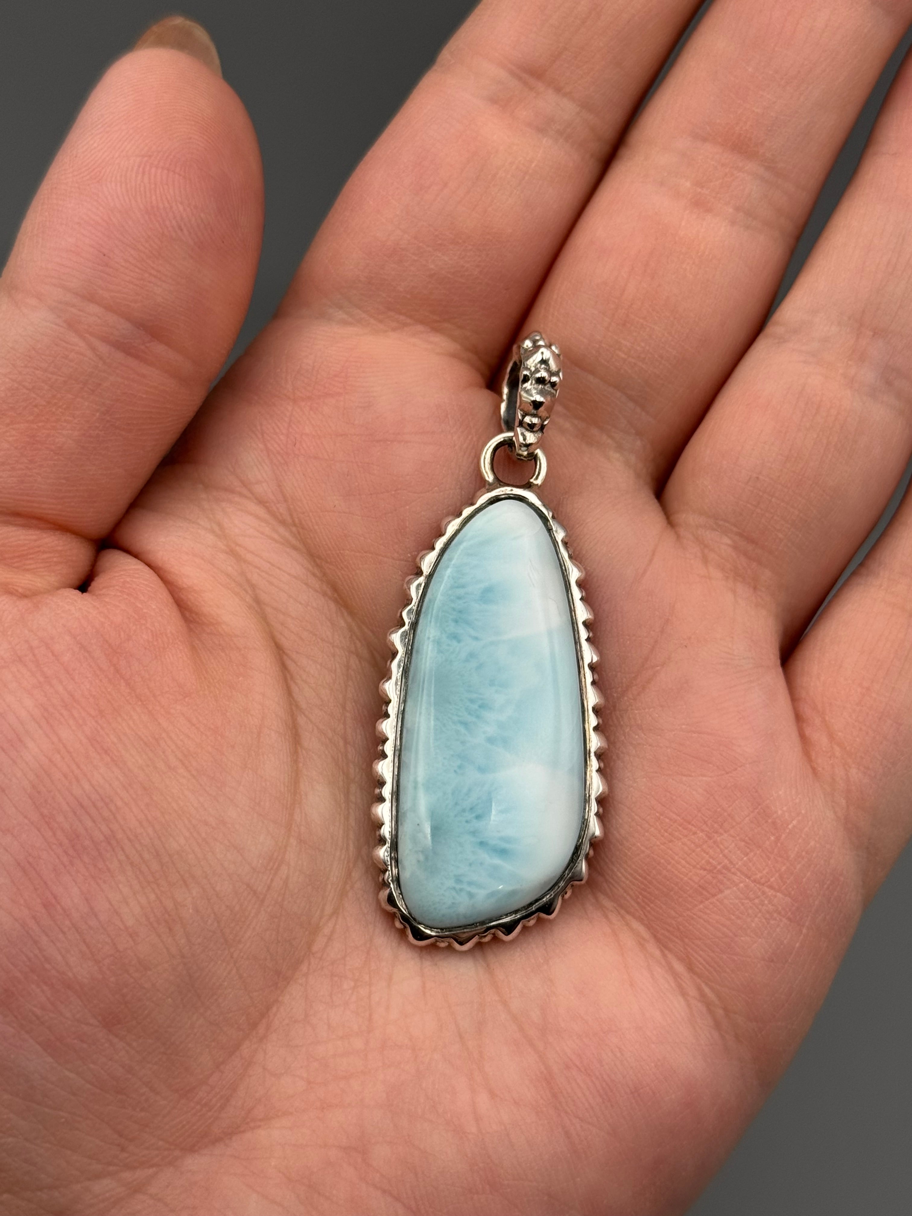 •LARIMAR - FREEFORM FRAME• sterling silver pendant