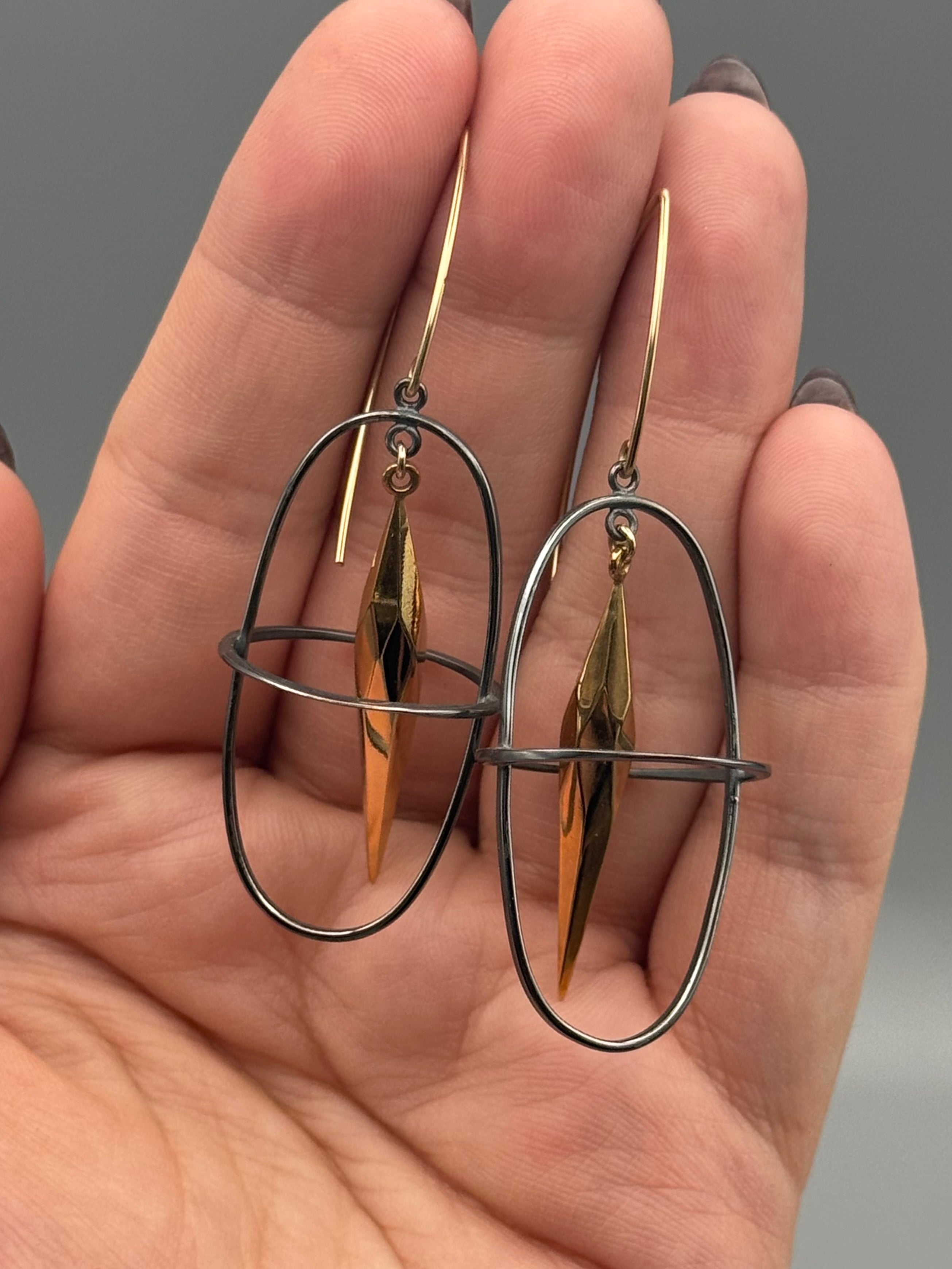 •LEVITATION• mixed metal dangle earrings