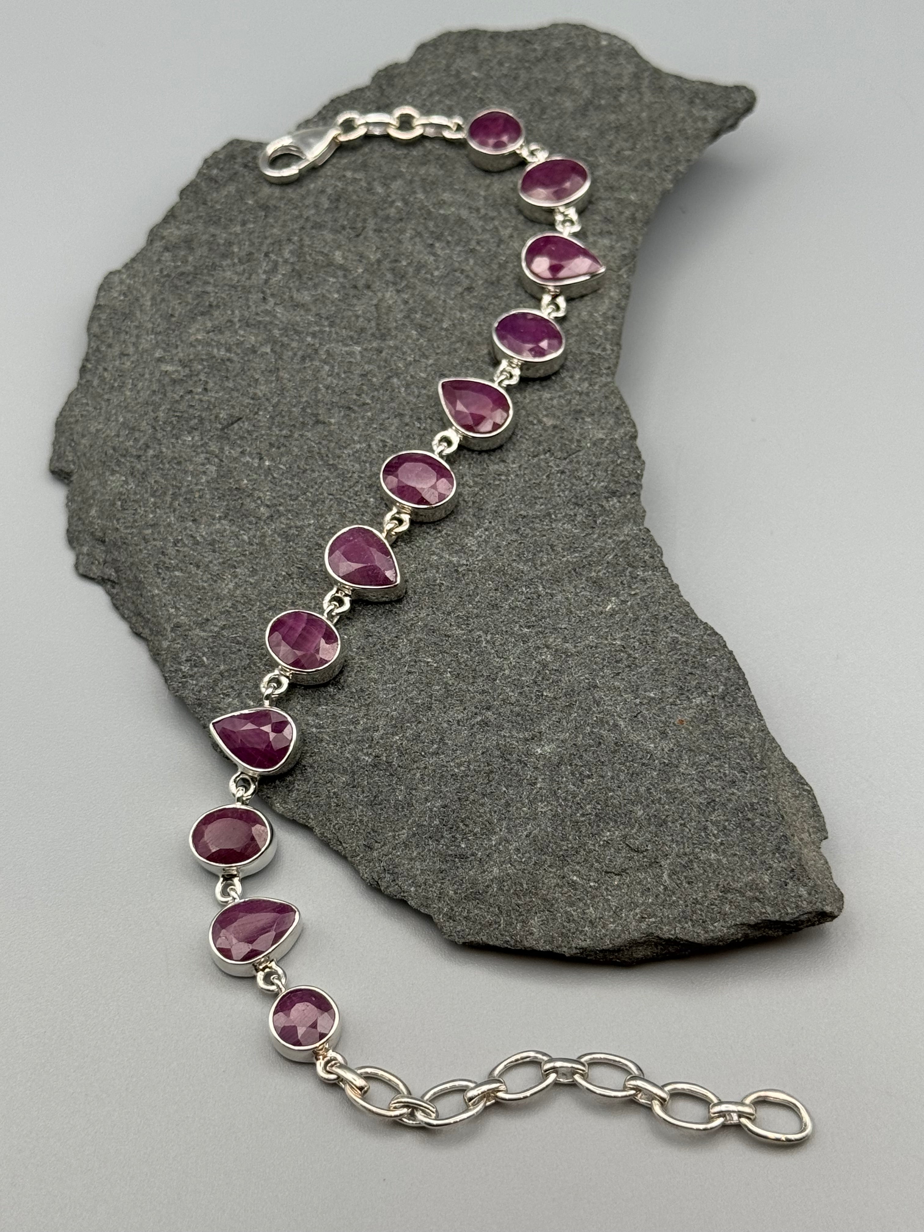•RUBY - GEO MIX• linked silver bracelet (7.25" - 9")