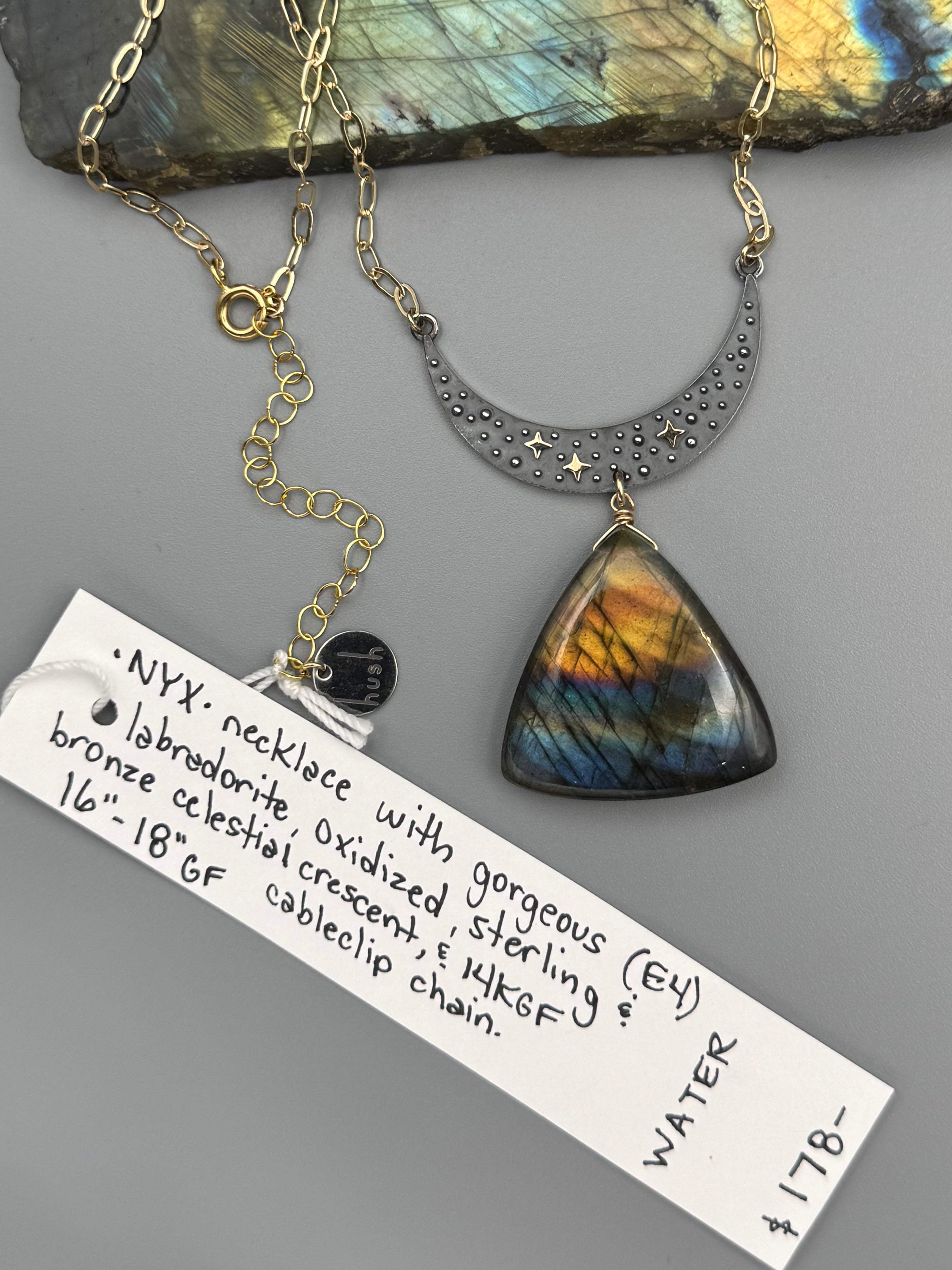 •NYX• labradorite + mixed metal necklace (16"-18" long)