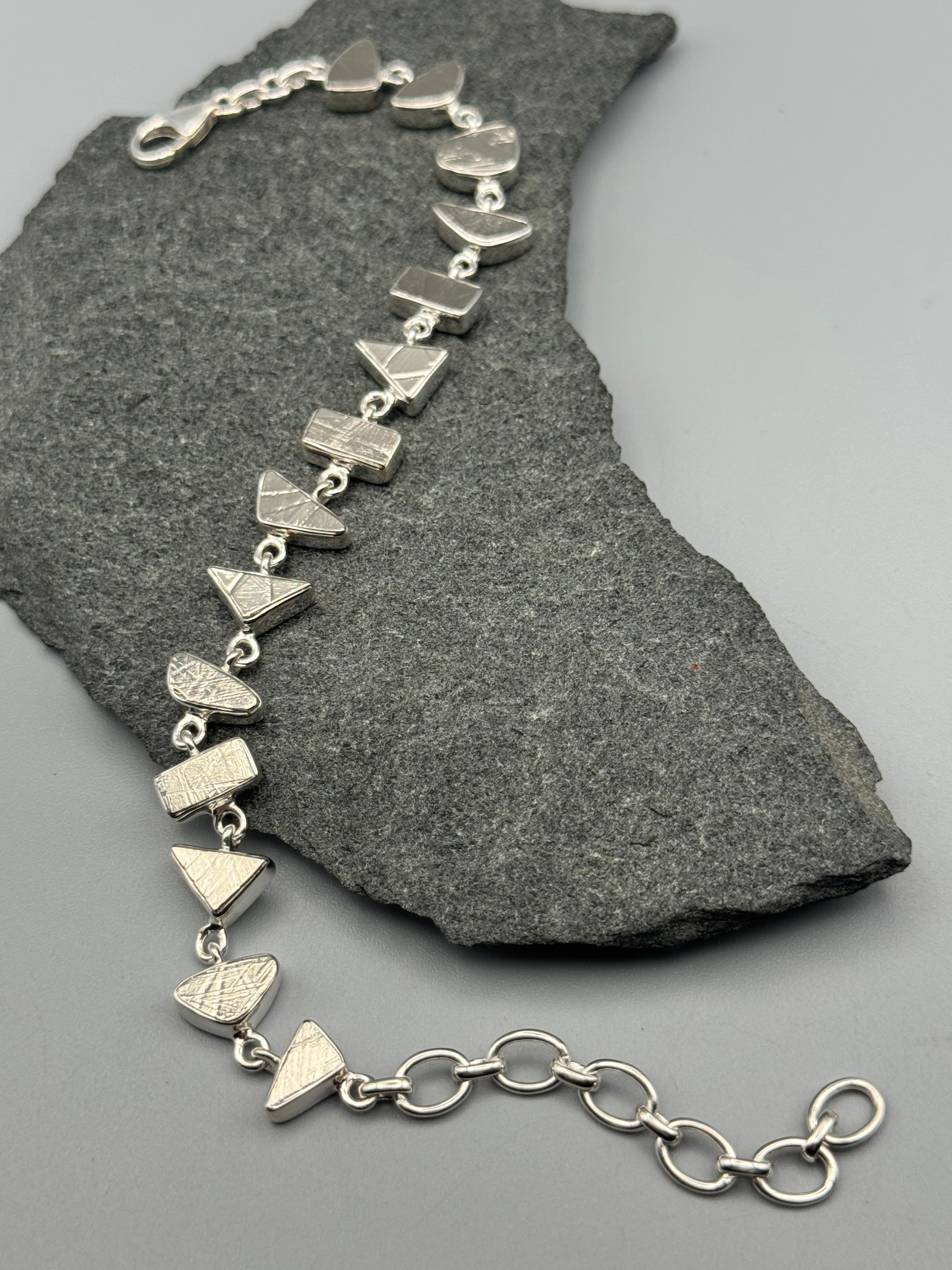 •METEORITE - GEO MIX• linked silver bracelet (7.25" - 9")