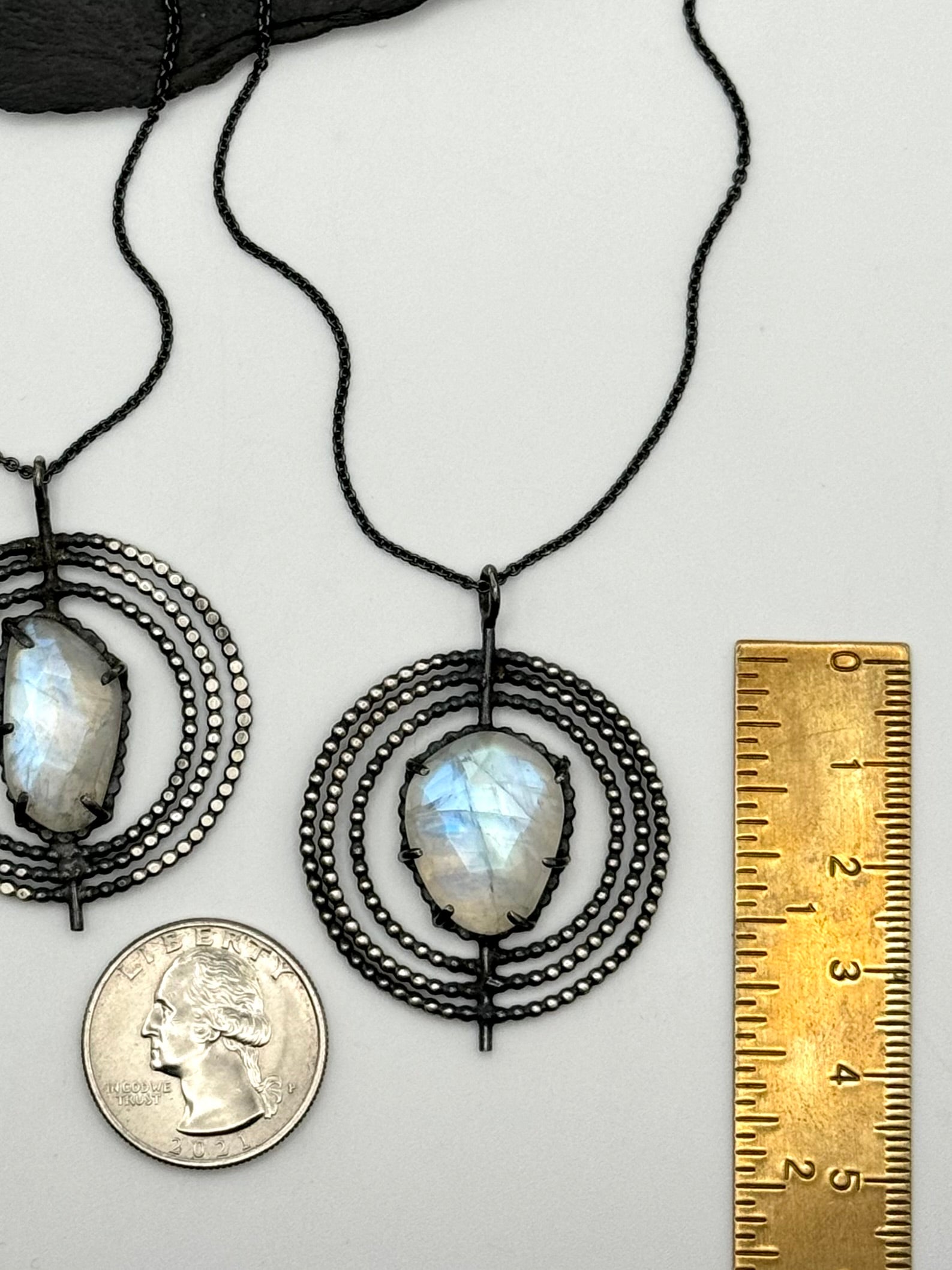 •INNER COMPASS• rainbow moonstone + silver necklace (various lengths)