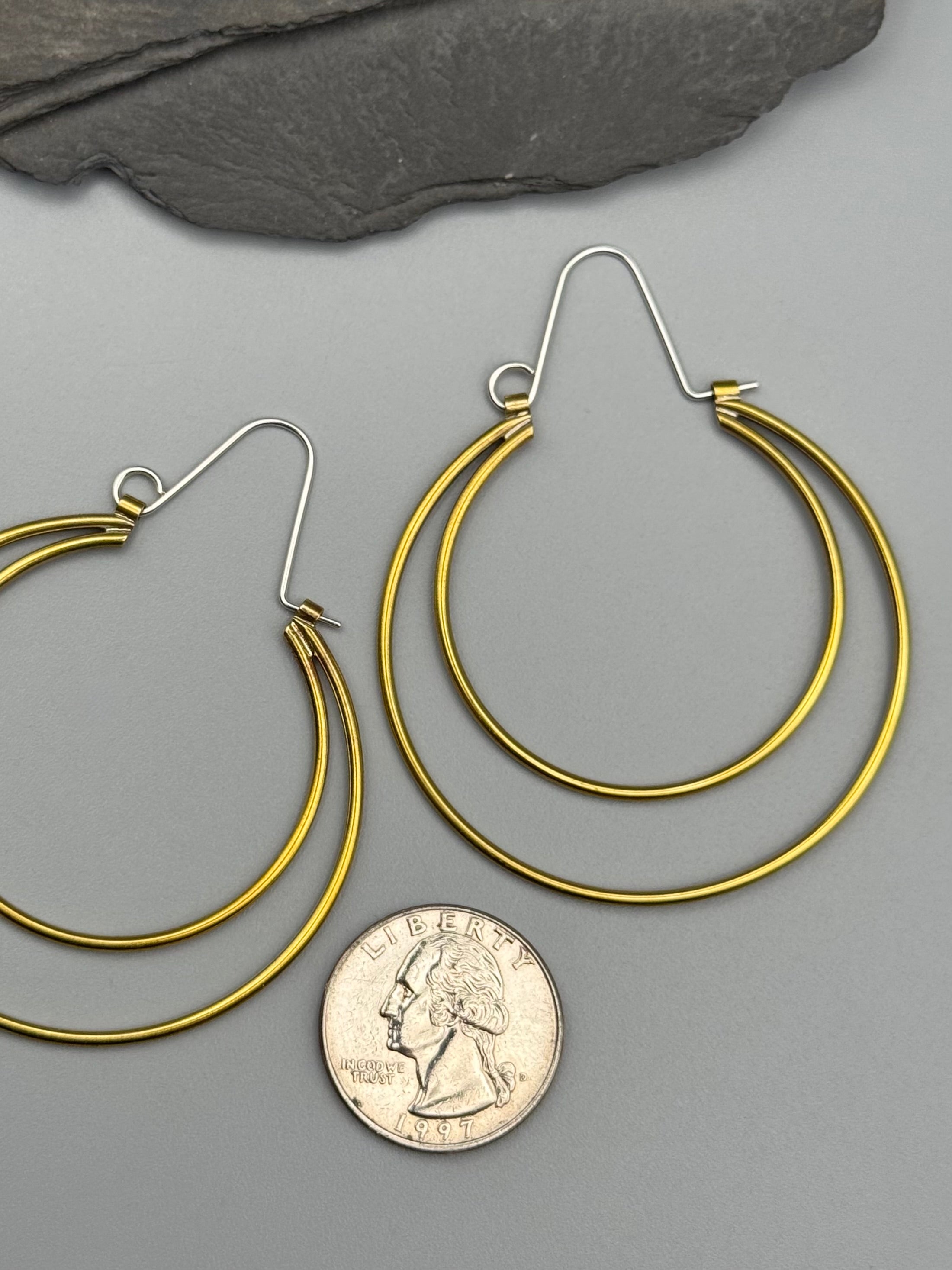 •CRESCENT• brass hoop earrings