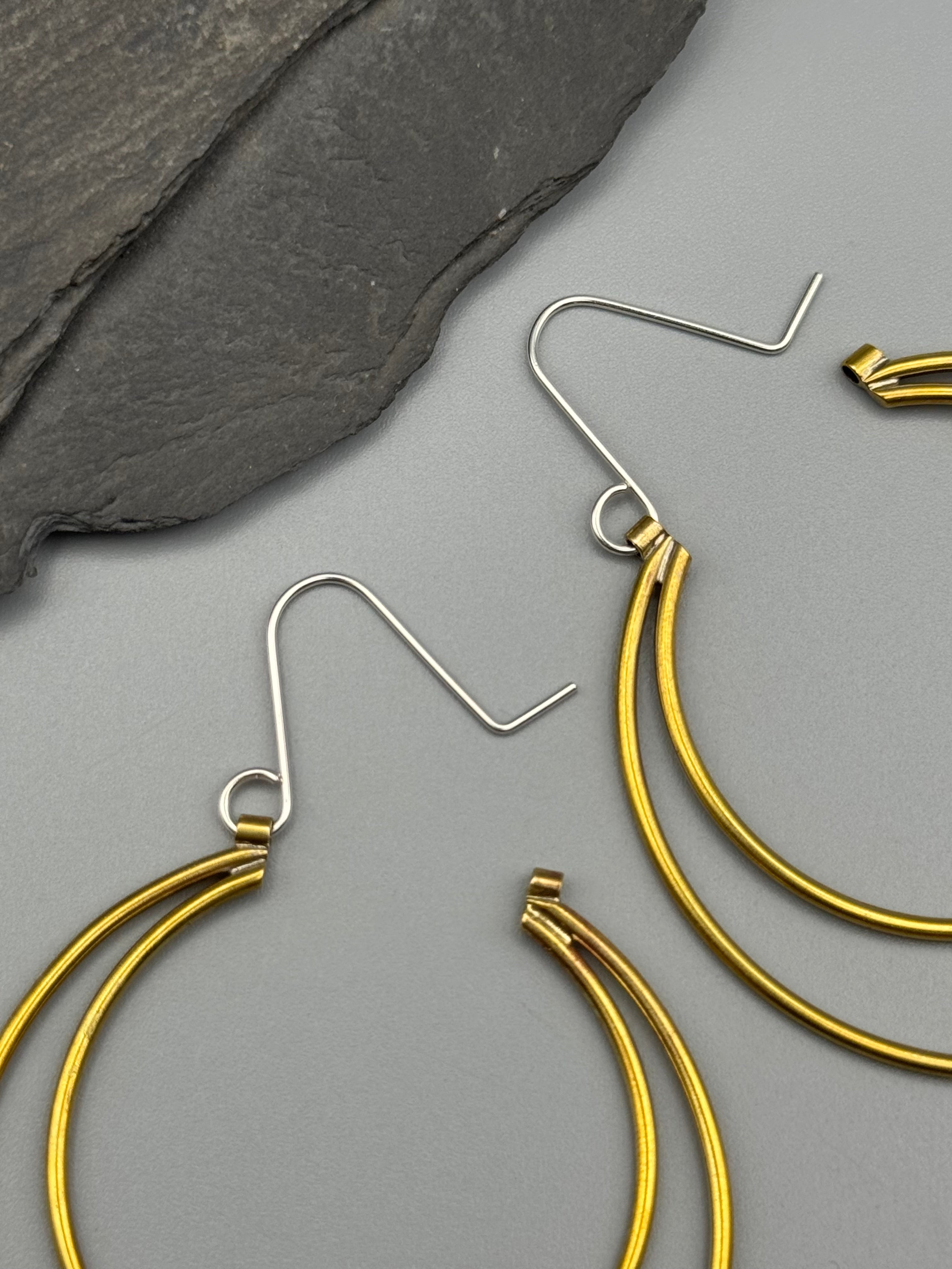 •CRESCENT• brass hoop earrings