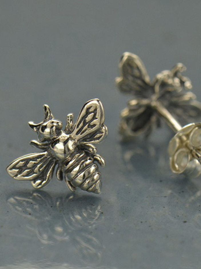 •HONEY BEE• recycled silver stud earrings