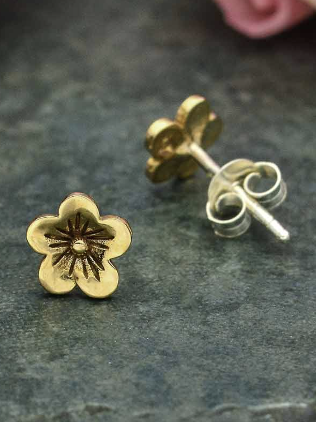 •CHERRY BLOSSOM• bronze stud earrings