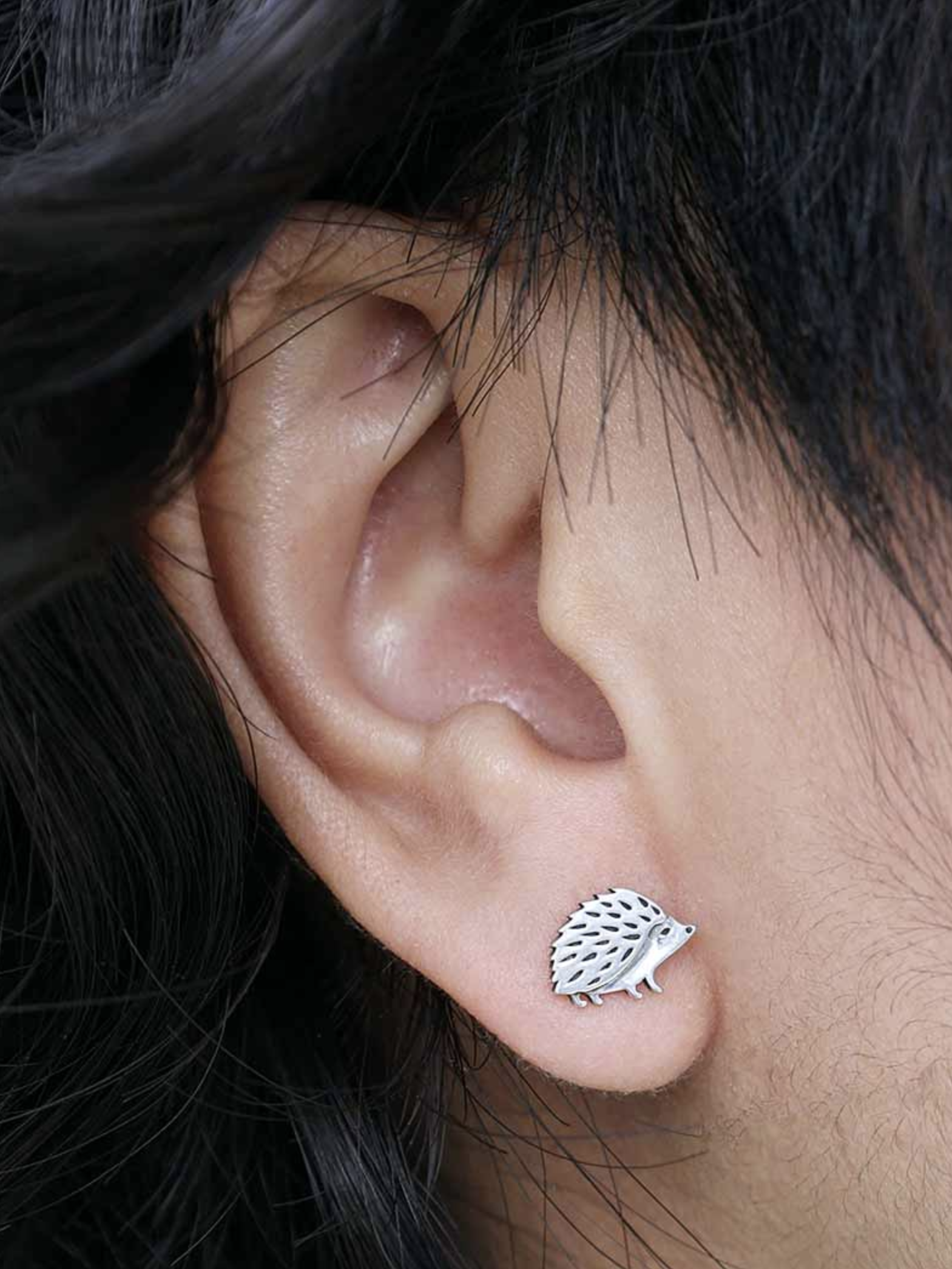 •TINY HEDGEHOG• recycled silver stud earrings