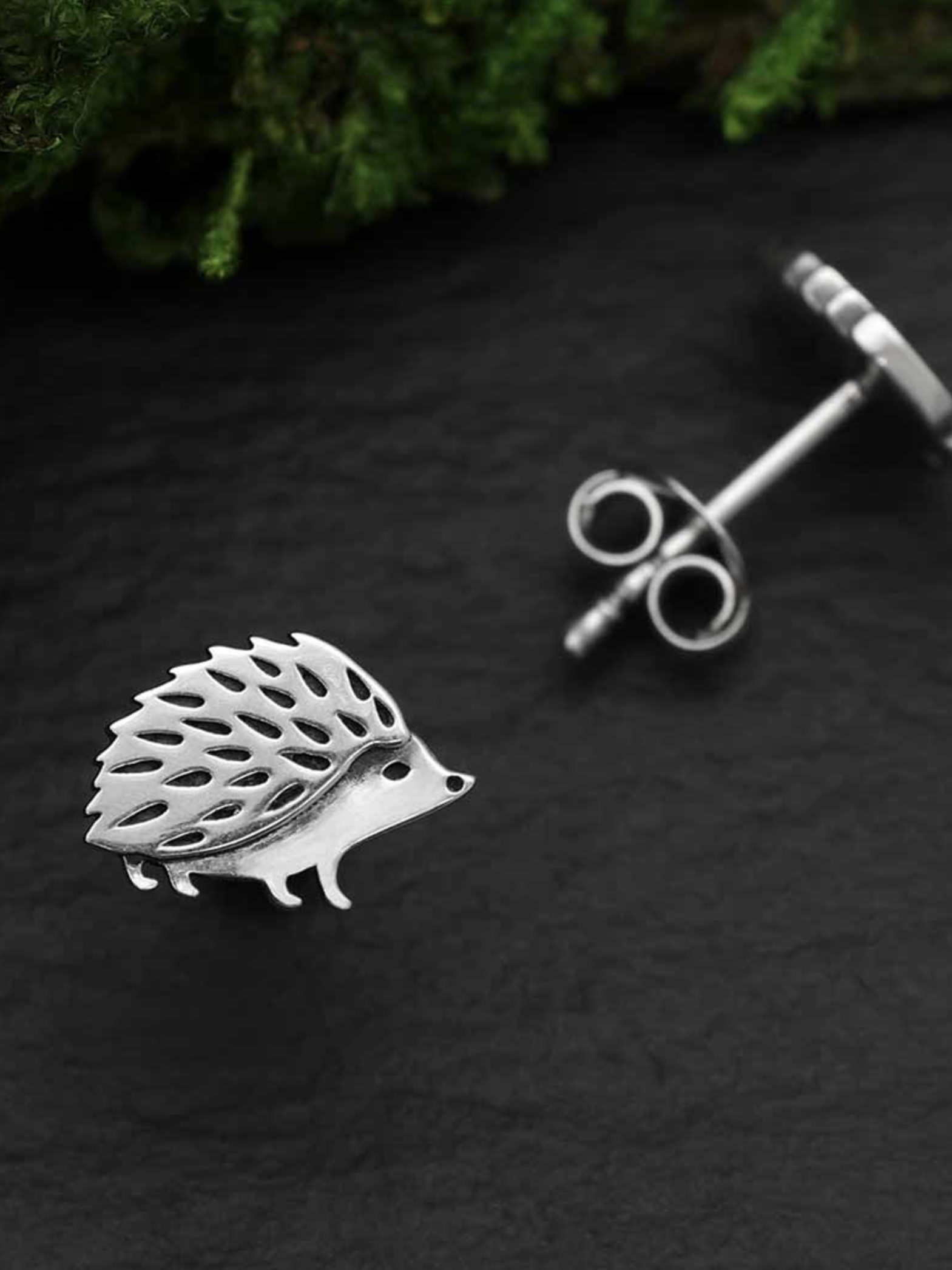 •TINY HEDGEHOG• recycled silver stud earrings