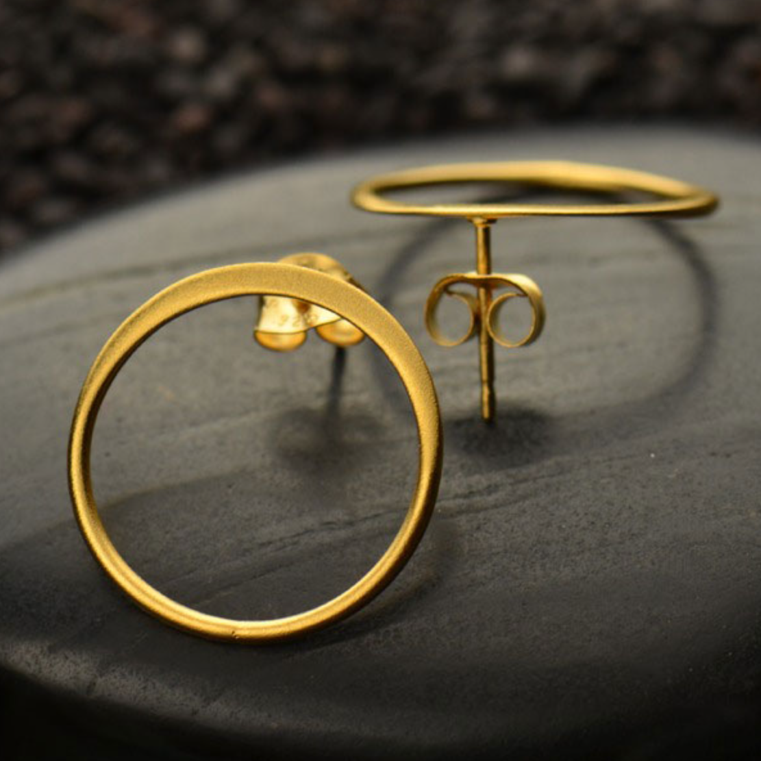 •LARGE ECLIPSE• matte gold vermeil stud earrings