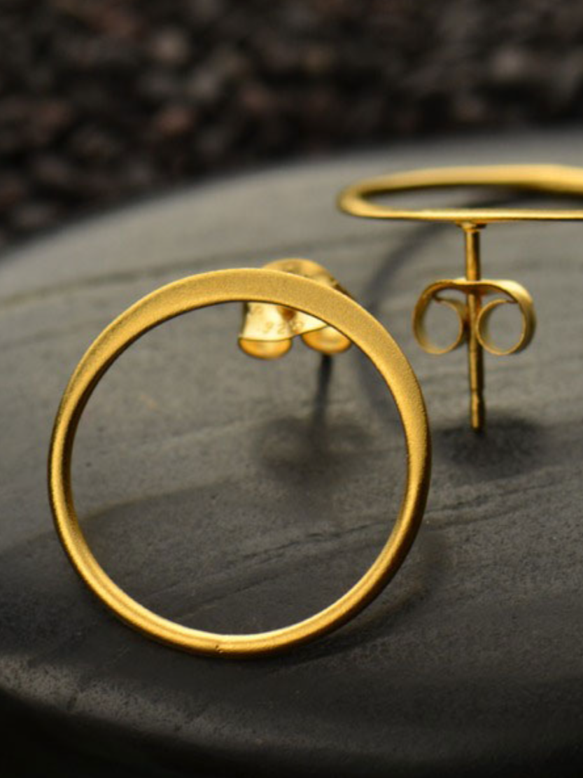 •LARGE ECLIPSE• matte gold vermeil stud earrings