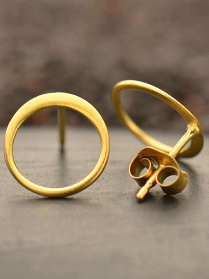 •SMALL ECLIPSE• matte gold vermeil stud earrings