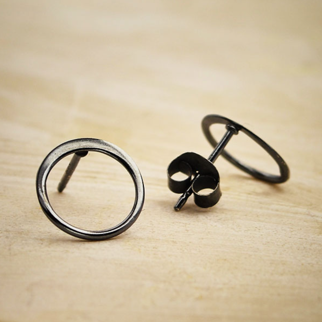 •SMALL ECLIPSE• oxidized silver stud earrings