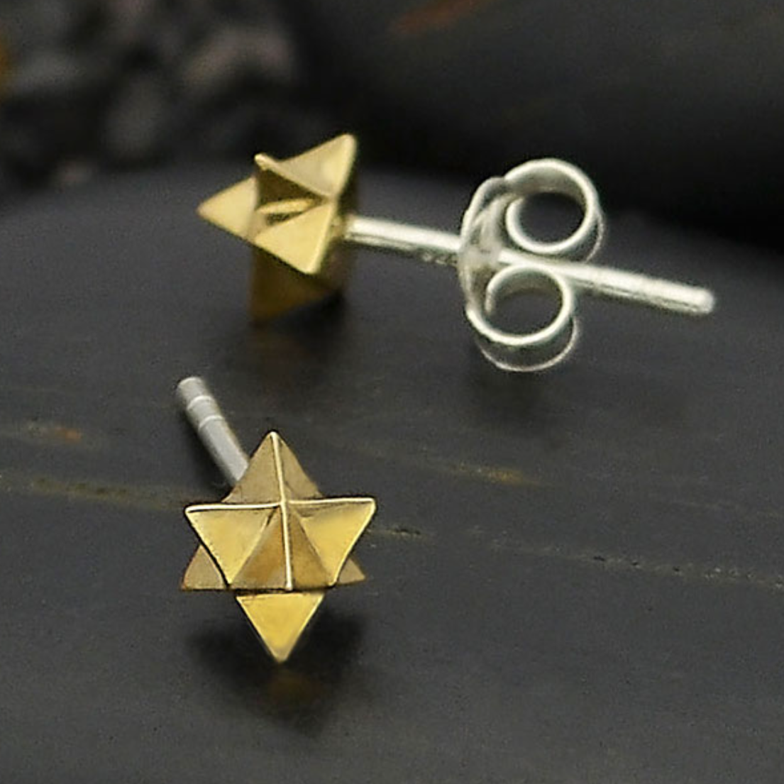 •MERKABA• bronze stud earrings