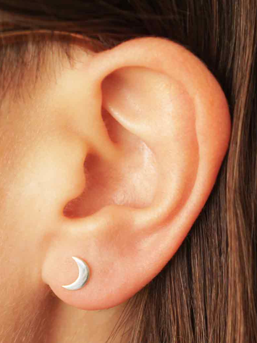 •TINY CRESCENT MOON• recycled silver stud earrings