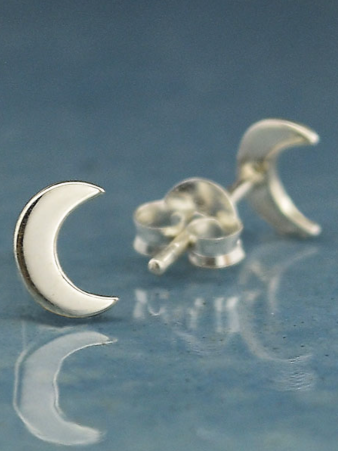•TINY CRESCENT MOON• recycled silver stud earrings