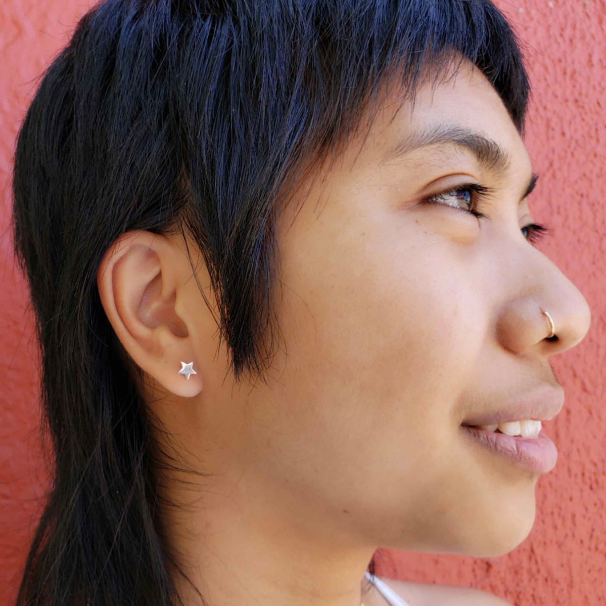 •FLAT STAR• recycled silver stud earrings
