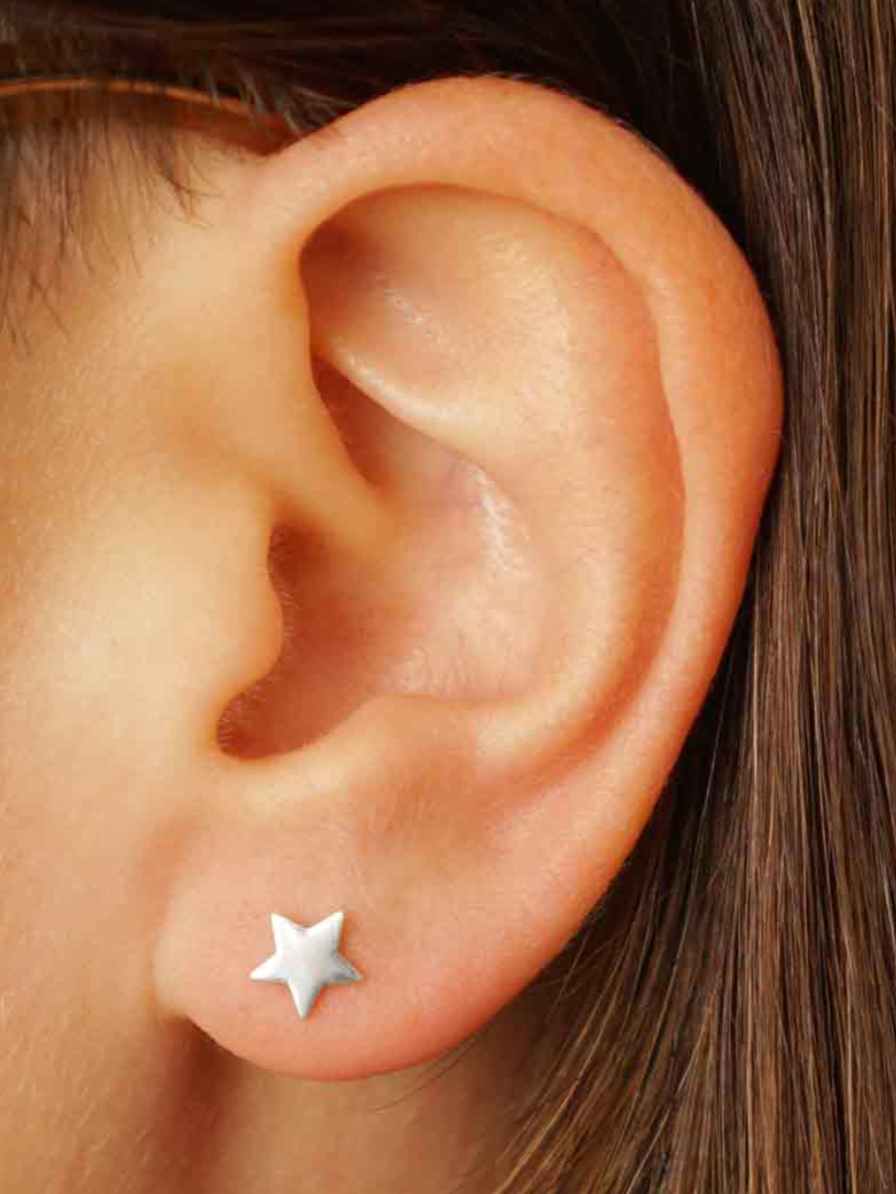 •CRESCENT MOON & STAR• recycled silver stud earrings