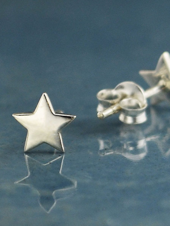 •FLAT STAR• recycled silver stud earrings