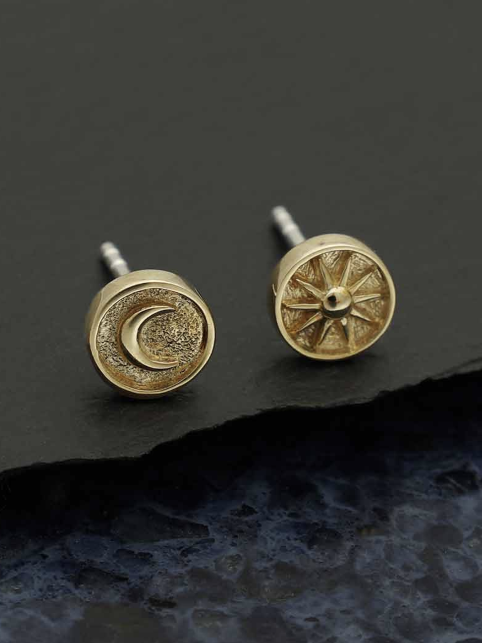 •SUN & MOON COIN• bronze stud earrings