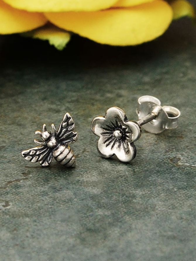 •BEE & BLOSSOM• recycled silver stud earrings