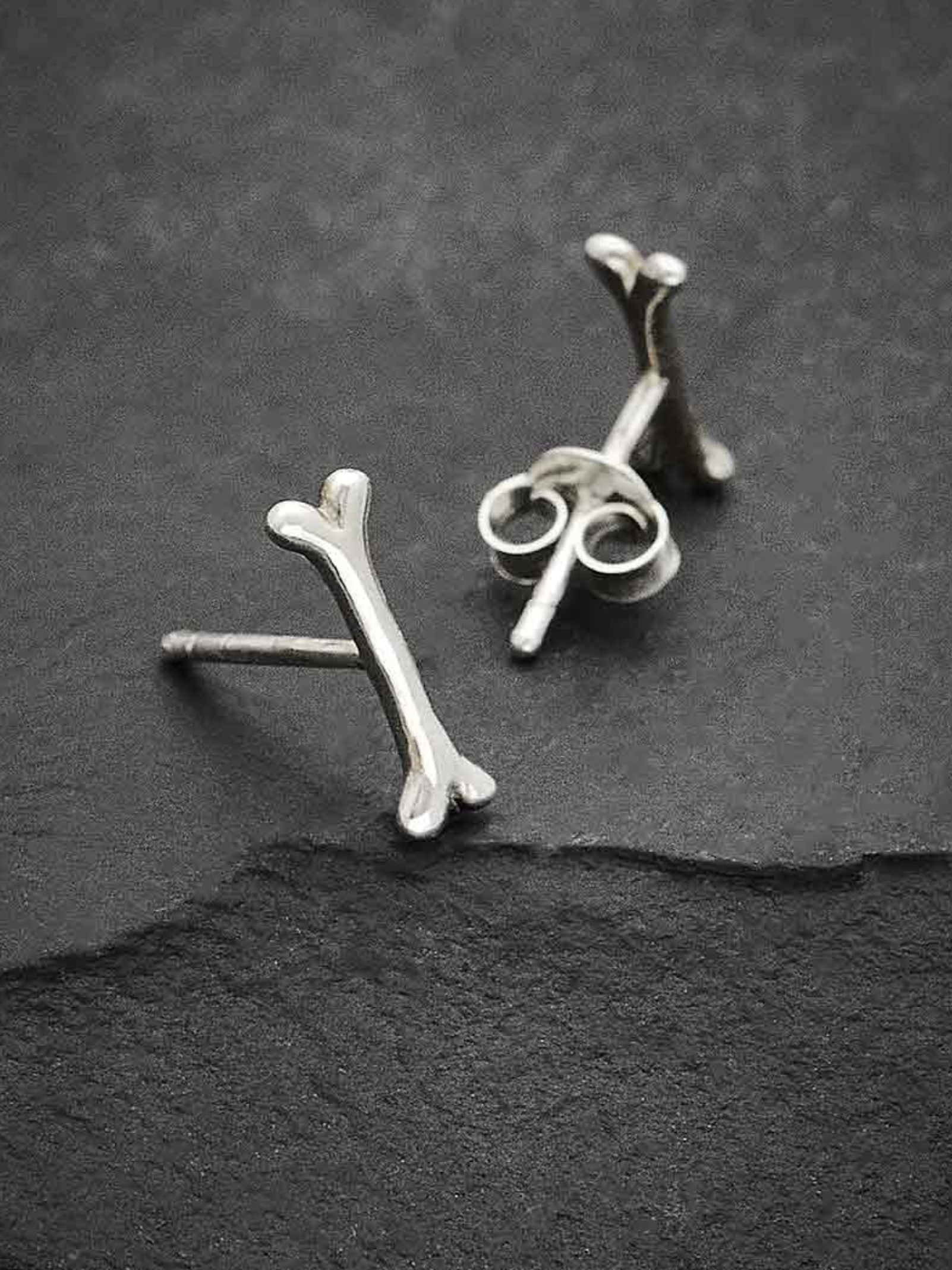 •LIL' BONES• recycled silver stud earrings