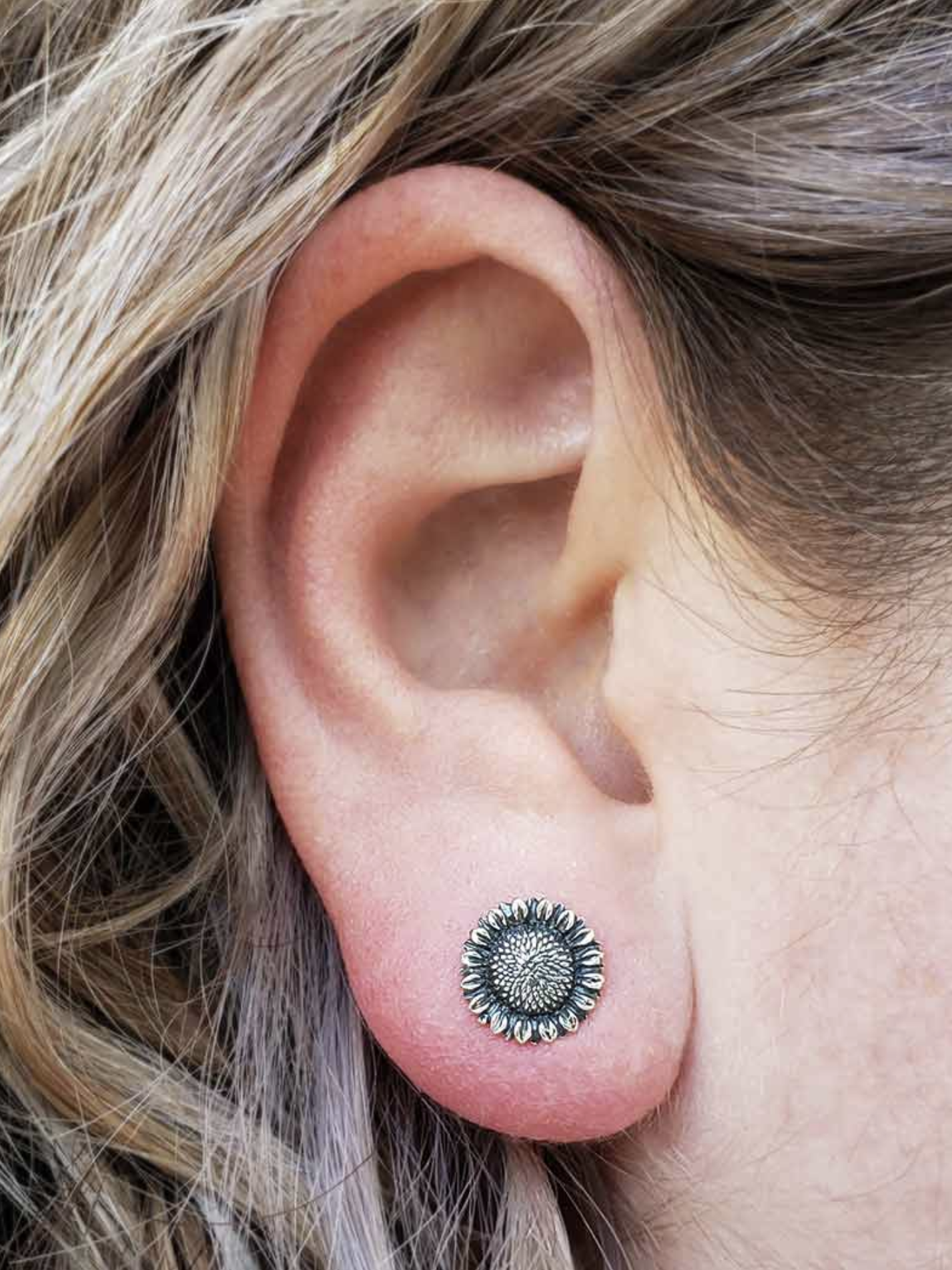 •SWEET SUNFLOWER• recycled silver stud earrings