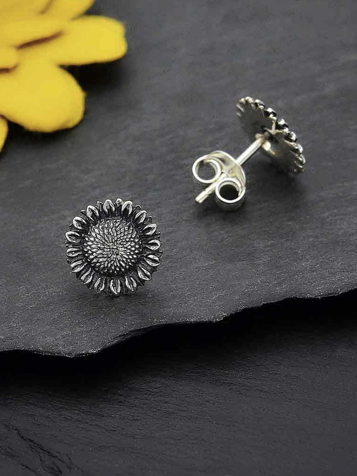 •SWEET SUNFLOWER• recycled silver stud earrings