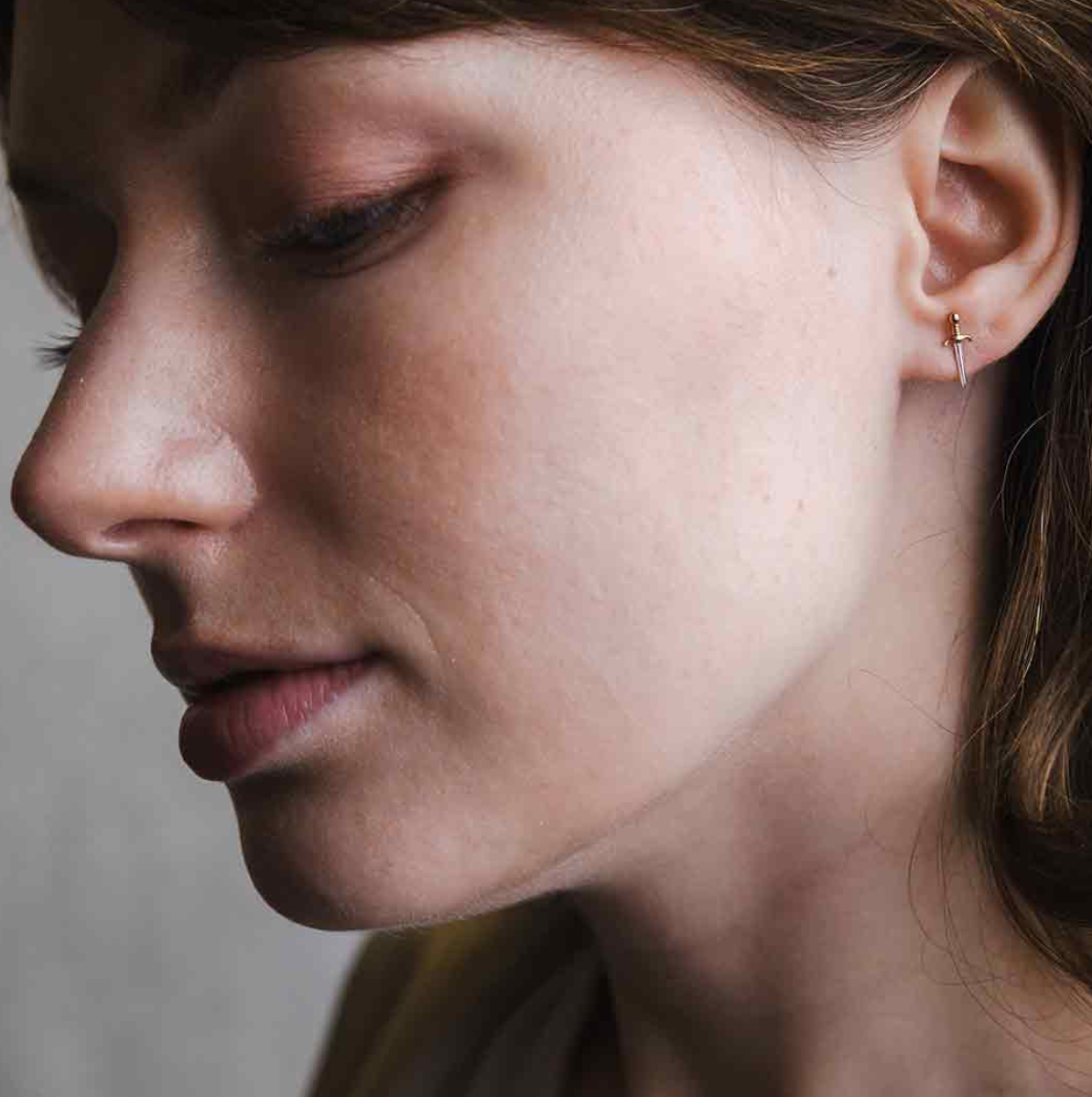 •TINY DAGGERS• recycled silver & bronze stud earrings