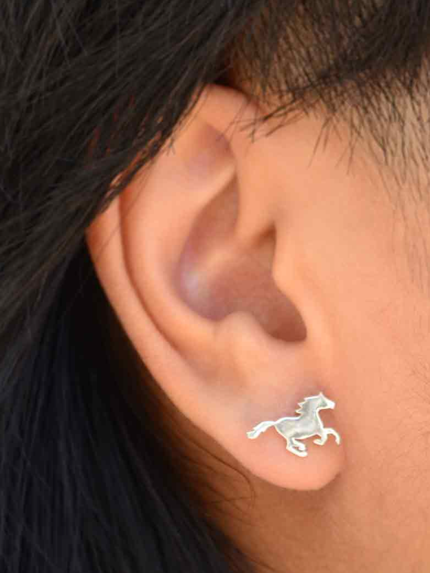 •RUNNING HORSE• recycled silver stud earrings