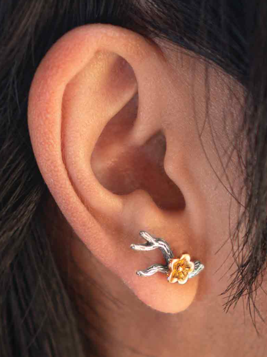•BRANCH & BLOSSOM• recycled silver + bronze stud earrings