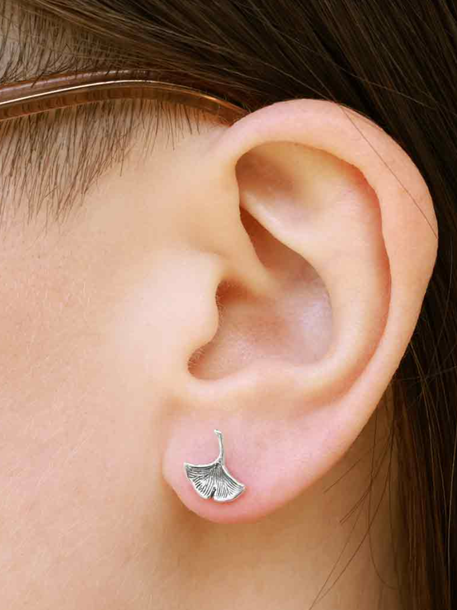 •GINKGO• recycled silver stud earrings