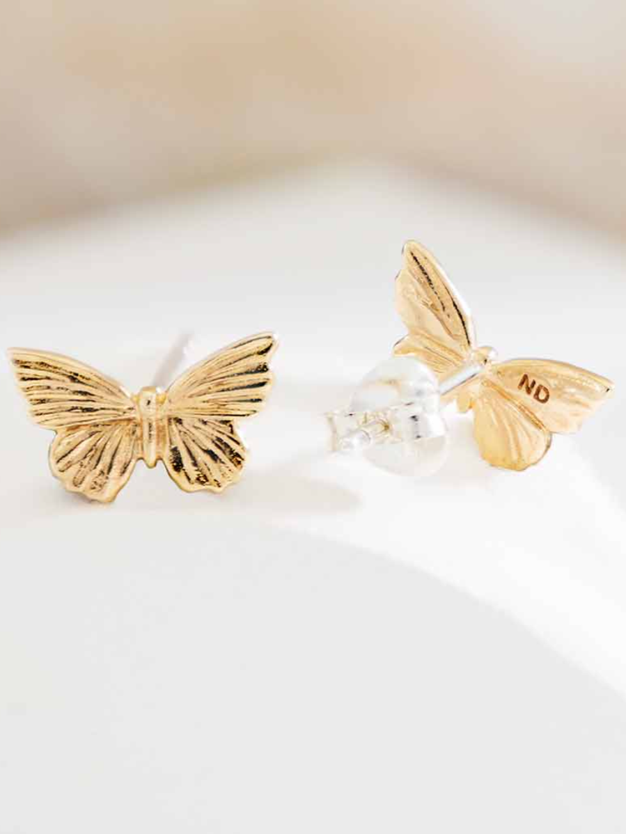 •TINY BUTTERFLY• bronze stud earrings