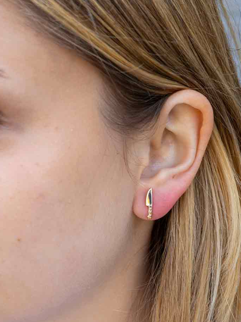 •LIL' CHEF'S KNIFE• bronze stud earrings