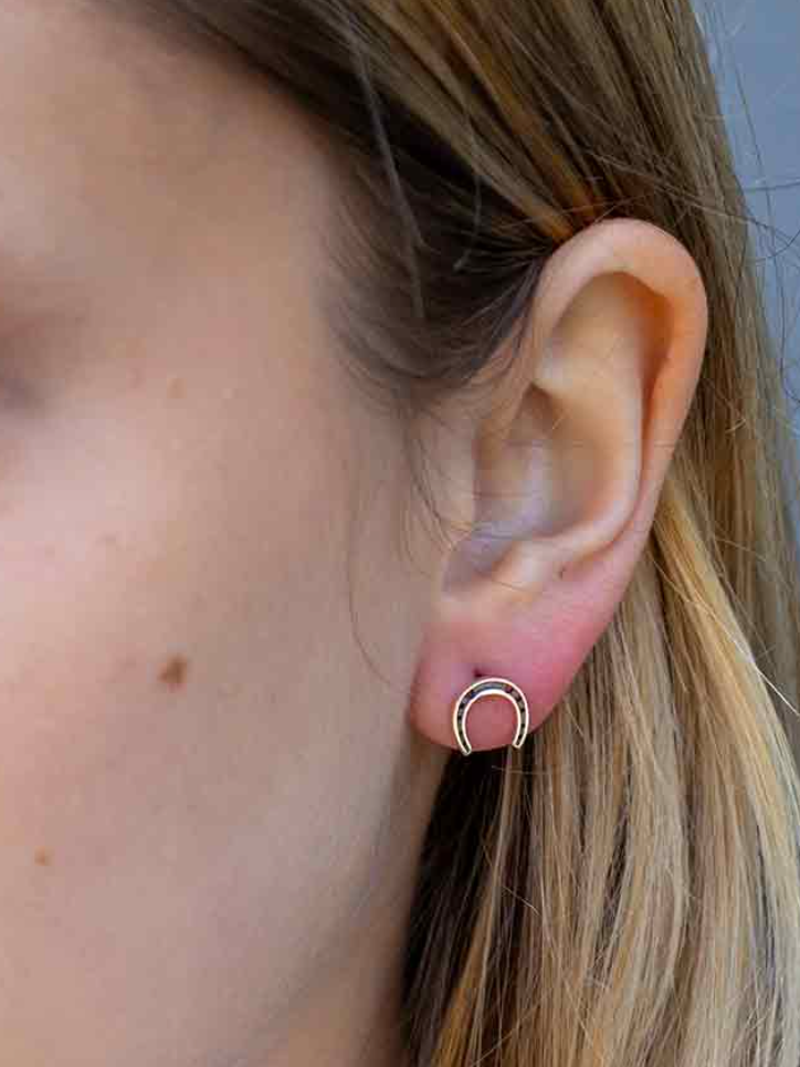 •HORSESHOE• recycled silver stud earrings