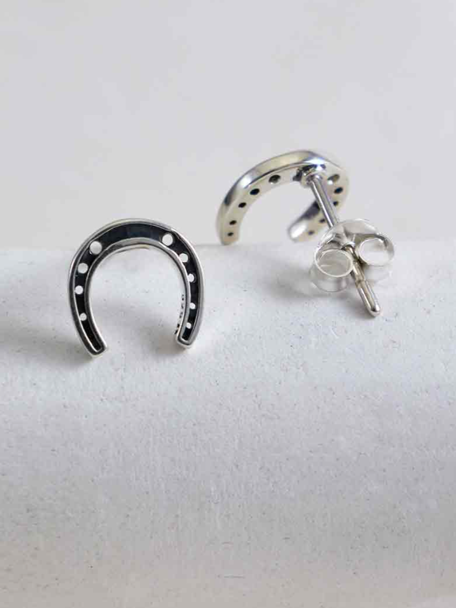 •HORSESHOE• recycled silver stud earrings