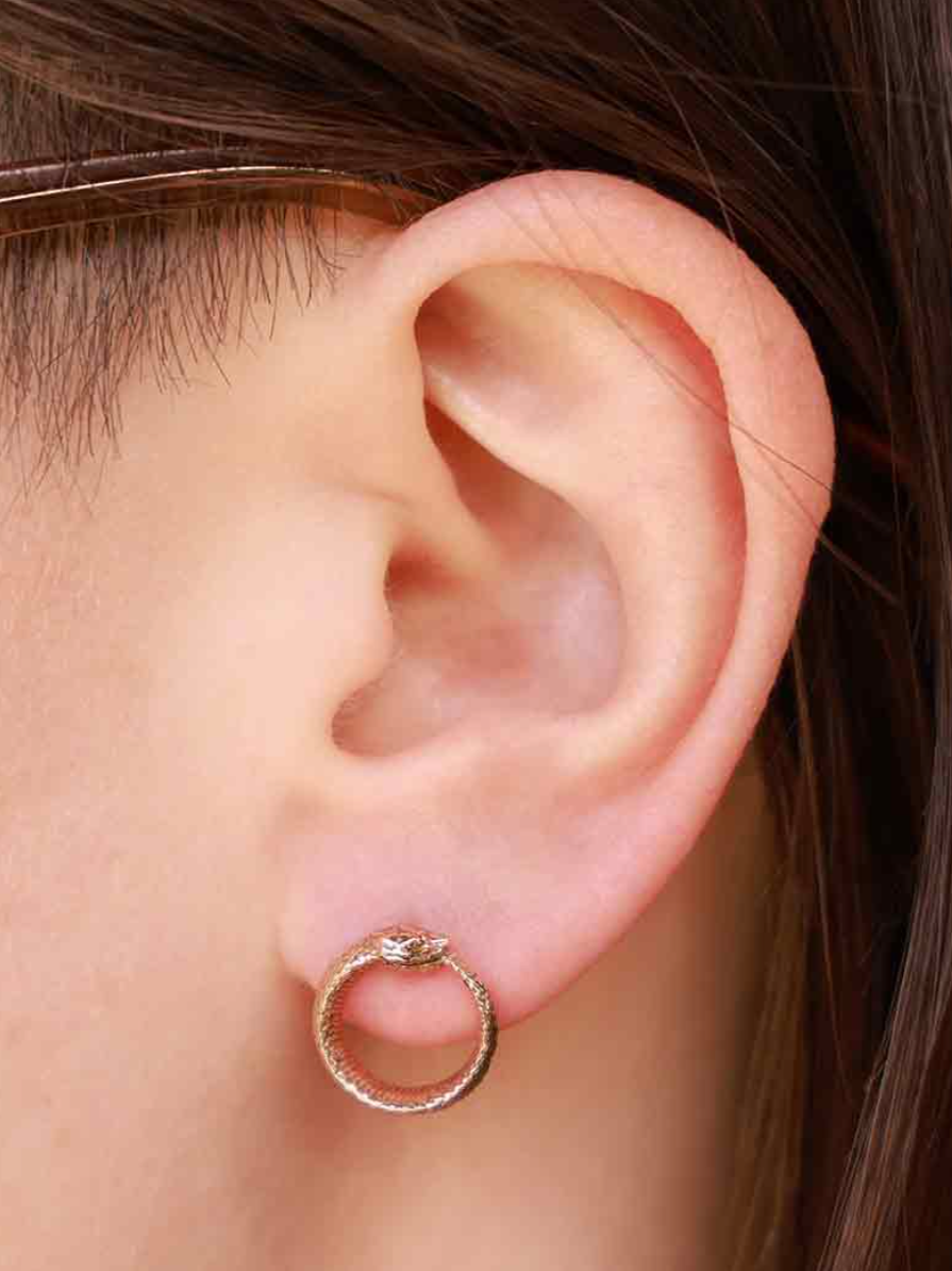 •OUROBOROS SNAKE• bronze stud earrings