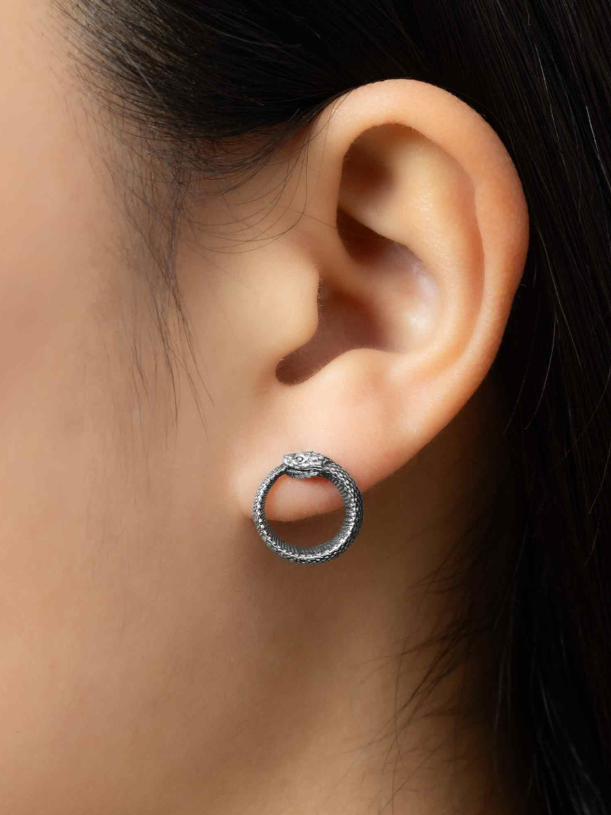 •OUROBOROS SNAKE• silver stud earrings