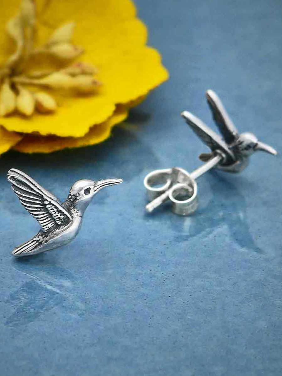 •HUMMINGBIRD• silver stud earrings