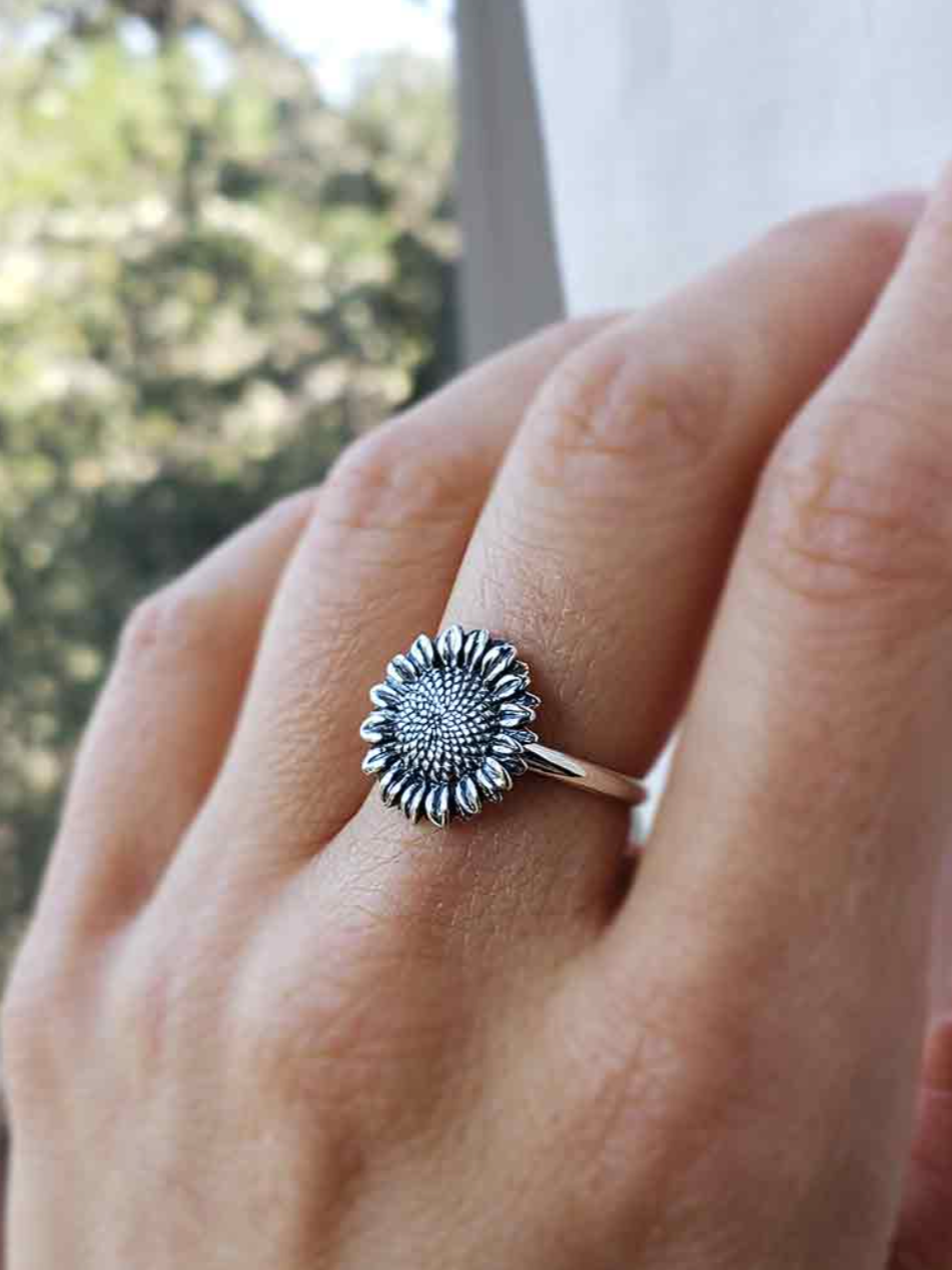 •SWEET SUNFLOWER• recycled silver ring