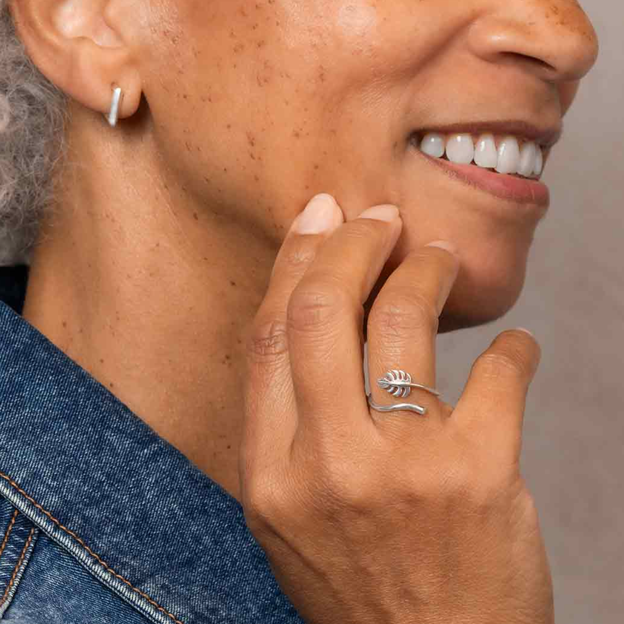 •MONSTERA LEAF• adjustable recycled silver ring