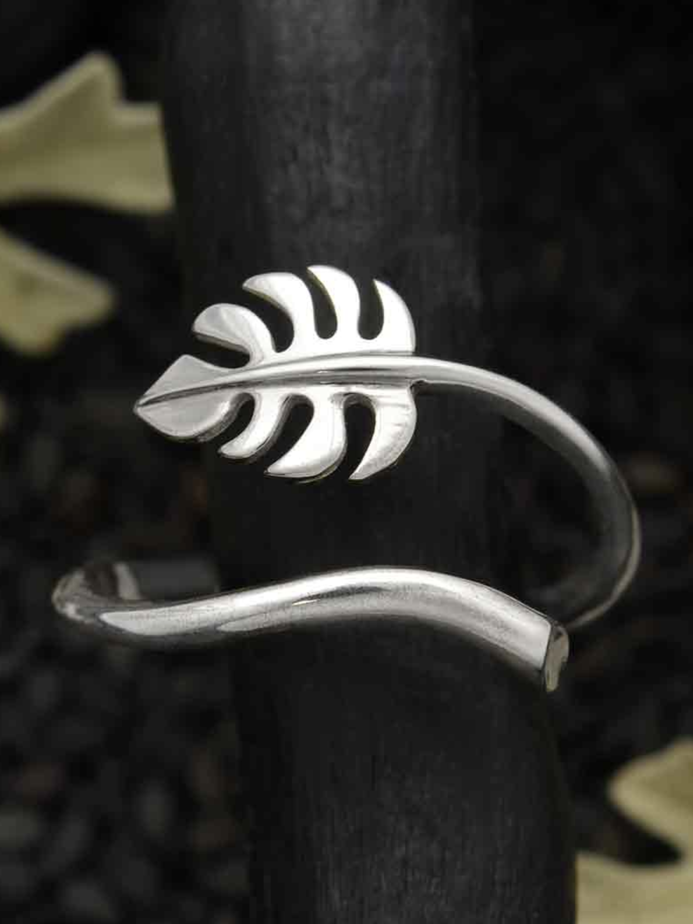 •MONSTERA LEAF• adjustable recycled silver ring