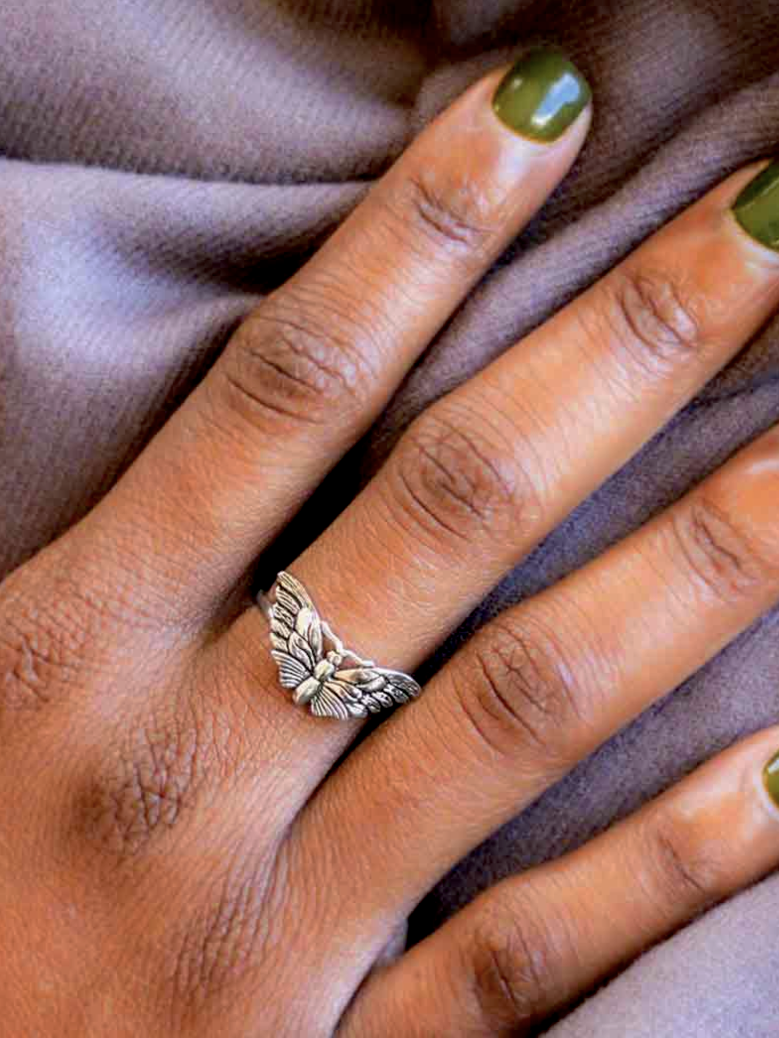 •DETAILED MOTH• recycled silver ring