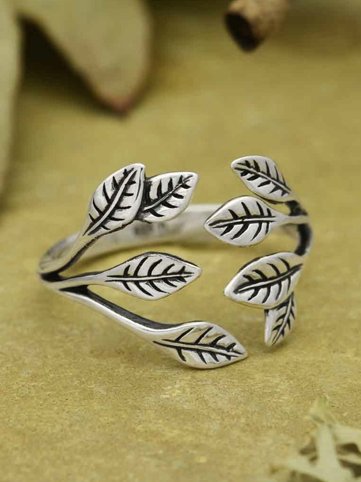 •LEAF HUG• adjustable recycled silver ring