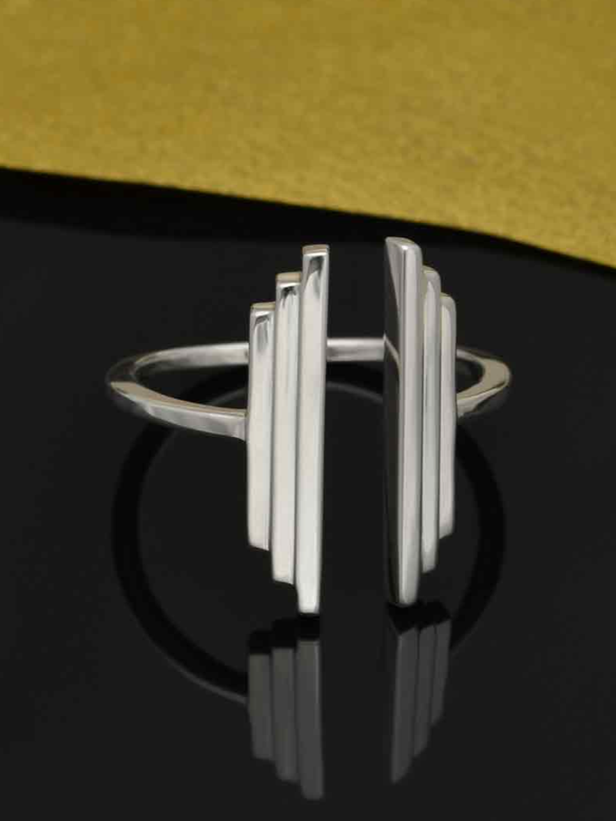 •DOUBLE DECO• adjustable recycled silver ring