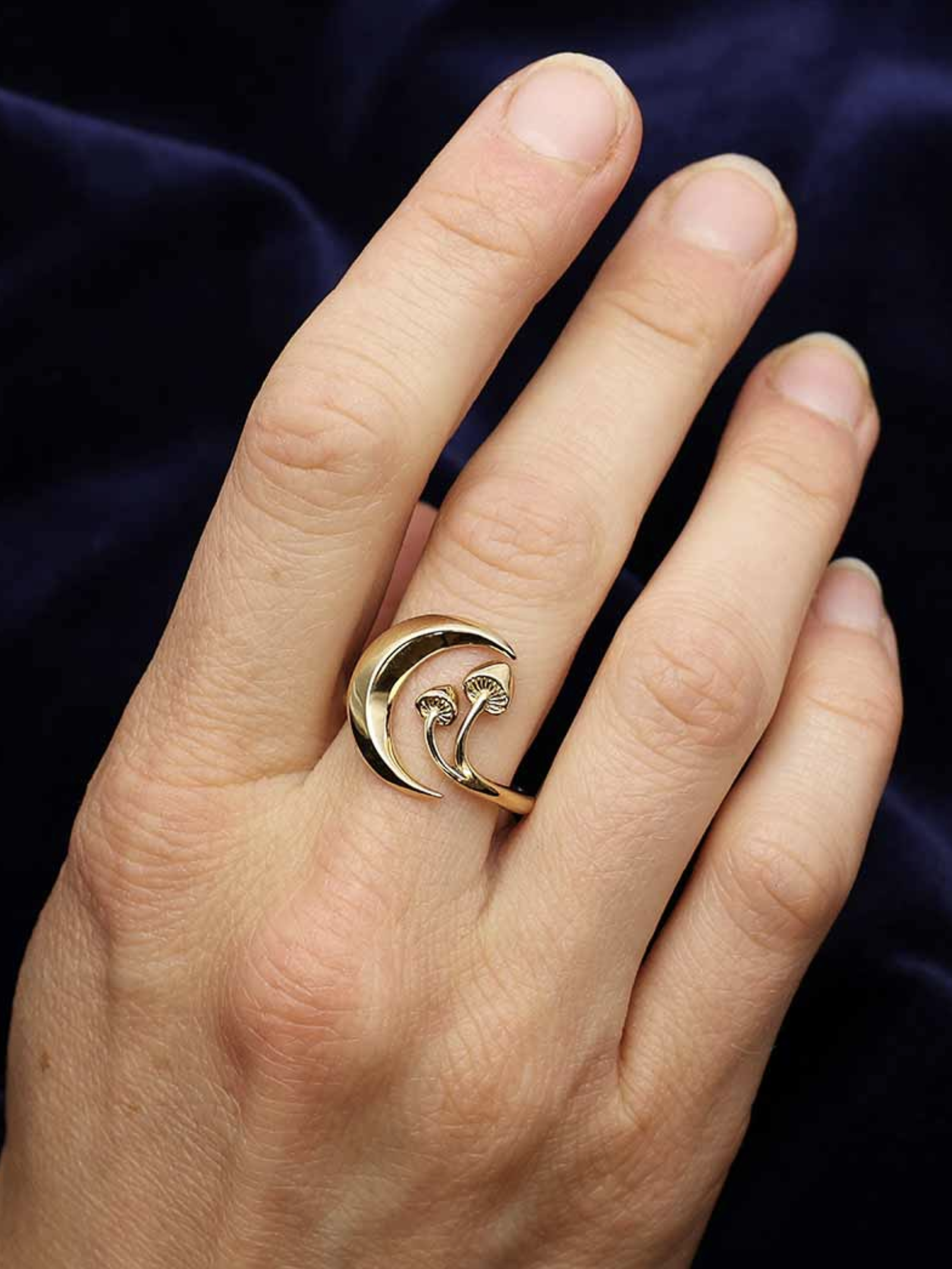 •MOON & SHROOM• adjustable bronze ring