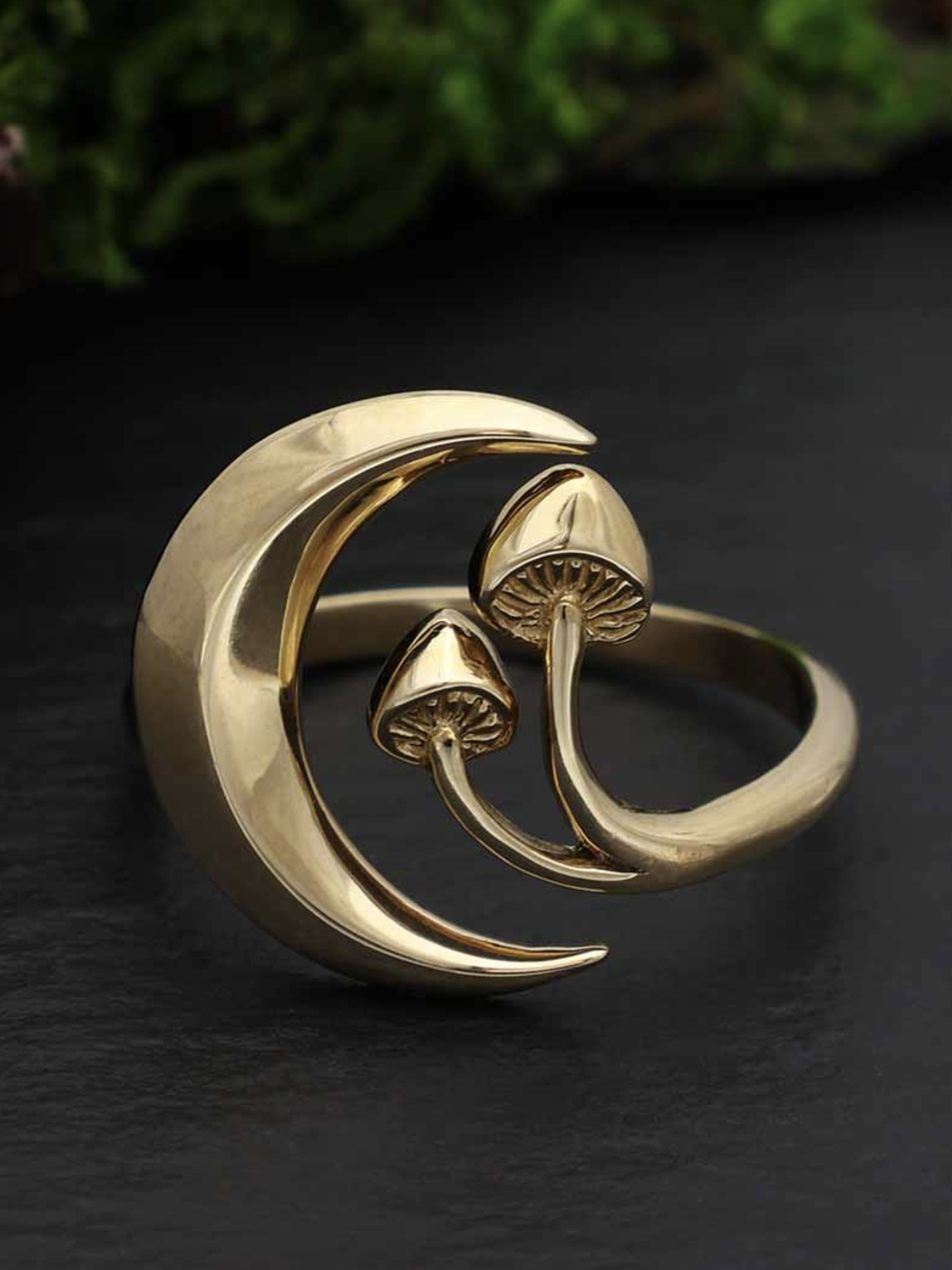•MOON & SHROOM• adjustable bronze ring