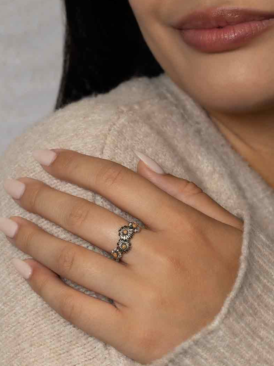 •DAISY CHAIN• recycled silver + bronze ring