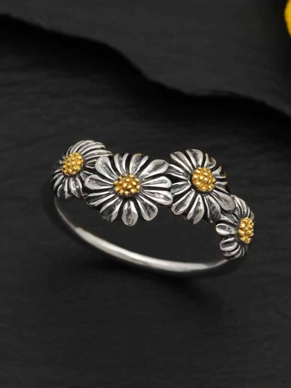 •DAISY CHAIN• recycled silver + bronze ring